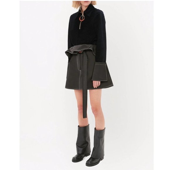 J.W Anderson Ring-Pull Long Sleeve Top / US 2 / Maglie Blue Chenille Flared Cuff - Picture 2 of 12